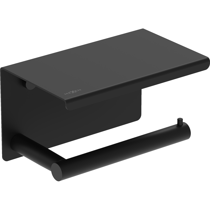 Mexen Loop tualetes papīra turētājs ar plauktu, melns - 70A71022-70