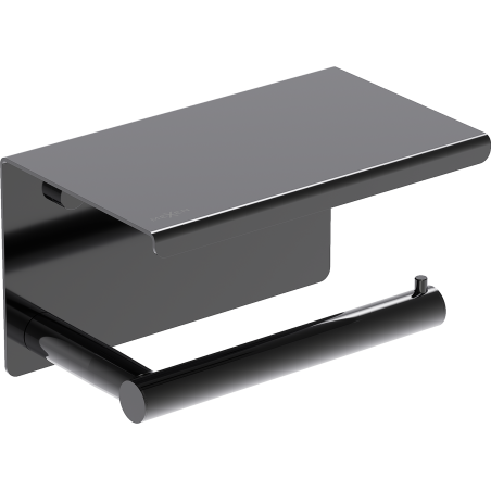 Mexen Loop tualetes papīra turētājs ar plauktu, melns hroms - 70A71022-73