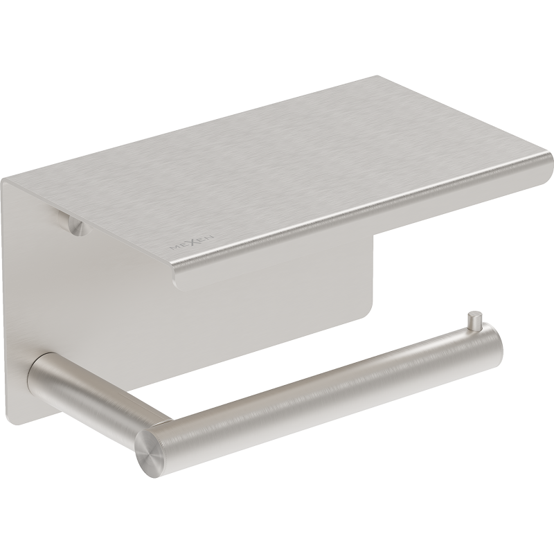 Mexen Loop tualetes papīra turētājs ar plauktu, matēts niķelis - 70A71022-97