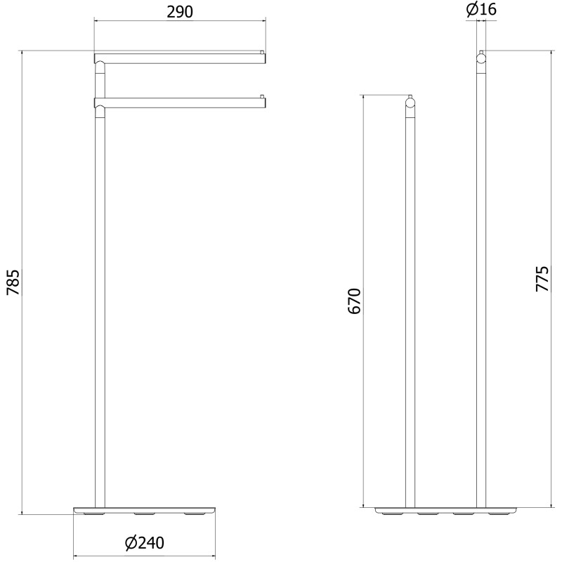 Mexen Loop stojący wieszak na ręcznik, chrom - 70A71096-00