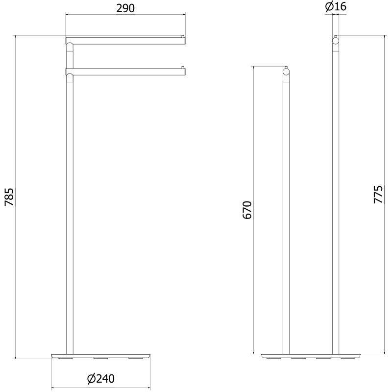 Mexen Loop stojący wieszak na ręcznik, czarny - 70A71096-70