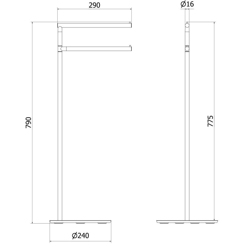 Mexen Loop cabide de toalha de pé, dourado escovado - 70A71097-55