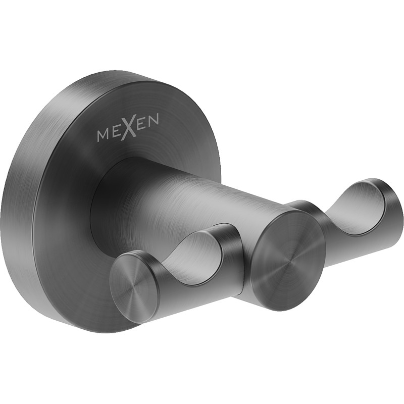 Mexen Ovio dubbele handdoekhaak, geborsteld gun grey - 70A19512-66