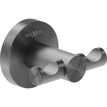 Mexen Ovio dubbele handdoekhaak, geborsteld gun grey - 70A19512-66