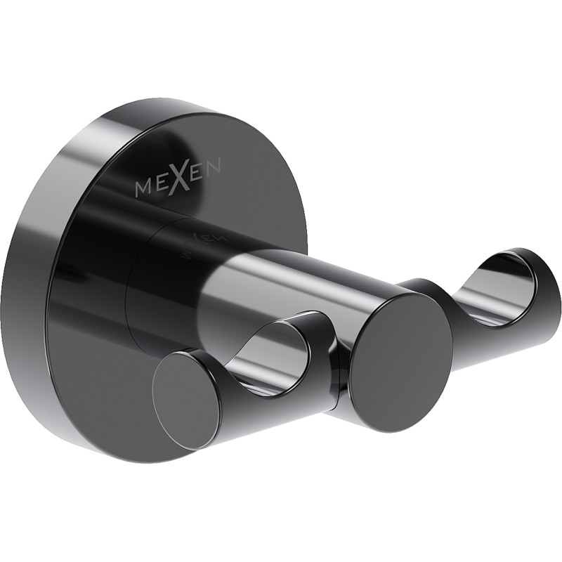 Mexen Ovio dubbele handdoekhaak, black chrome - 70A19512-73