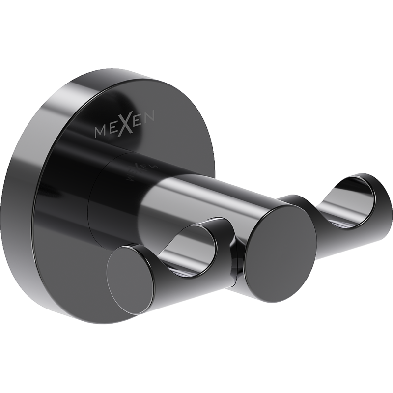 Mexen Ovio podwójny haczyk na ręcznik, black chrome - 70A19512-73