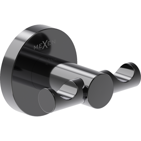 Mexen Ovio Doppelter Handtuchhaken, Black Chrome - 70A19512-73