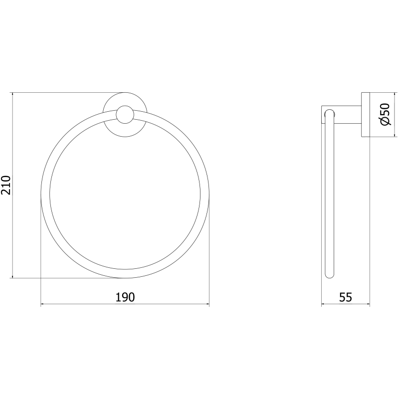 Mexen Ovio dvieļu turētājs, melns hroms - 70A19531-73