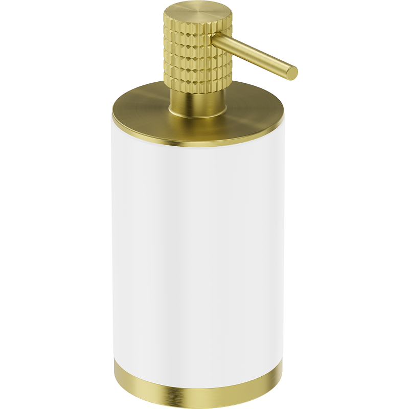 Mexen Triv dozownik do mydła stojący, biały/złoty szczotkowany - 70A33059-55W