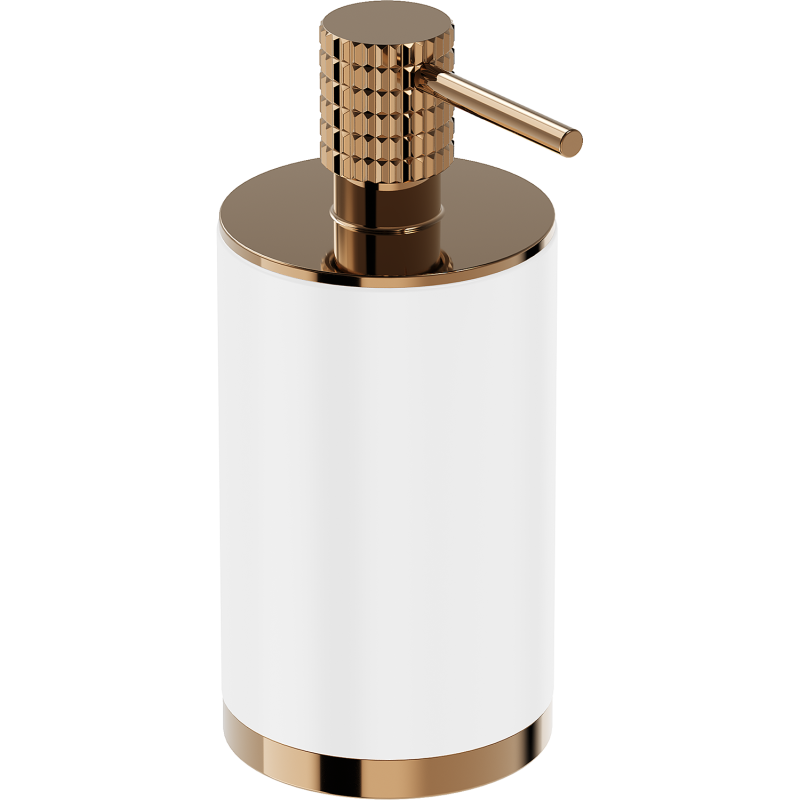 Mexen Triv brīvi stāvošs ziepju dozators, balts/rozā zelts - 70A33059-60W