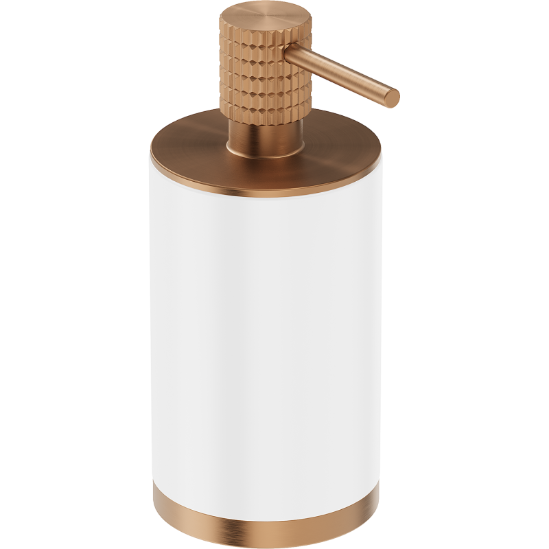 Mexen Triv stāvā ziepju dozators, balts/birstēts varš - 70A33059-65W