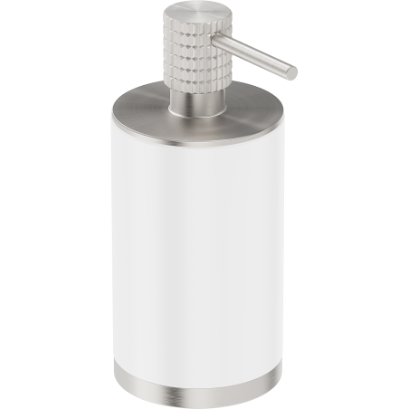 Mexen Triv staande zeepdispenser, wit/geborsteld nikkel - 70A33059-97W