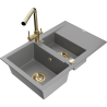 Mexen Gaspar Granit-Spullsteen mat 1,5 Comparten mat Drain an Kichenkraan Duero, Gro - 6507-71-671600-50