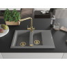Mexen Gaspar fregadero de granito 1,5 compartimentos con escurridor y grifo de cocina Duero, gris - 6507-71-671600-50