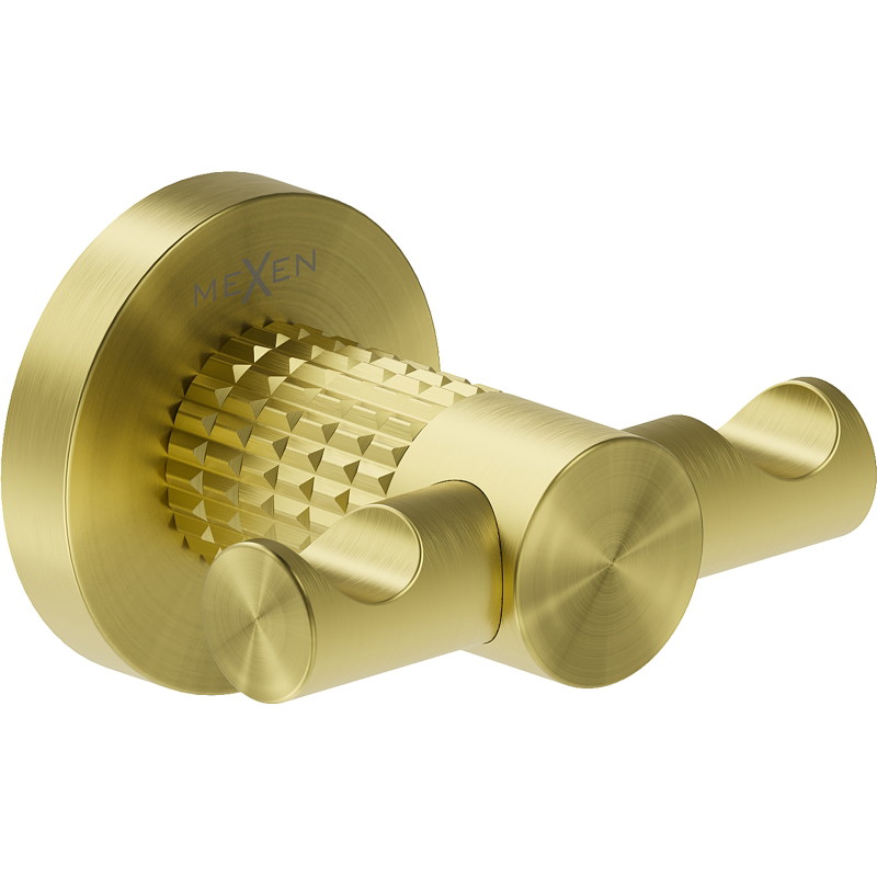Mexen Triv dubbele handdoekhaak, geborsteld goud - 70A33012-55