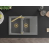 Mexen Gaspar fregadero de granito 1,5 compartimentos con escurridor y grifo de cocina Duero, gris - 6507-71-671600-50