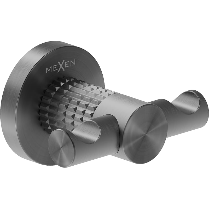 Mexen Triv dubbele handdoekhaak, geborsteld gun gray - 70A33012-66
