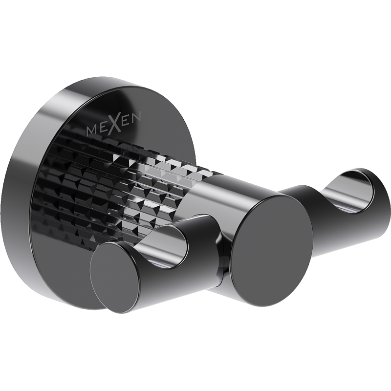 Mexen Triv podwójny haczyk na ręcznik, black chrome - 70A33012-73