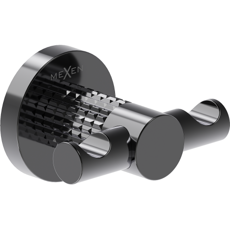 Mexen Triv double towel hook, black chrome - 70A33012-73