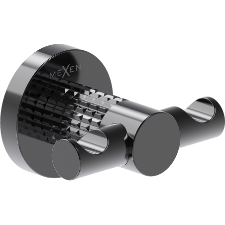 Mexen Triv podwójny haczyk na ręcznik, black chrome - 70A33012-73