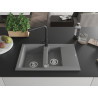 Mexen Gaspar granitische spoelbak 1,5-komorige met afdruiprek en keukenkraan Duero, grijs - 6507-71-671600-70