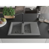 Mexen Gaspar fregadero de granito de 1,5 tazones con escurridor y grifo de cocina Duero, gris - 6507-71-671600-70-B