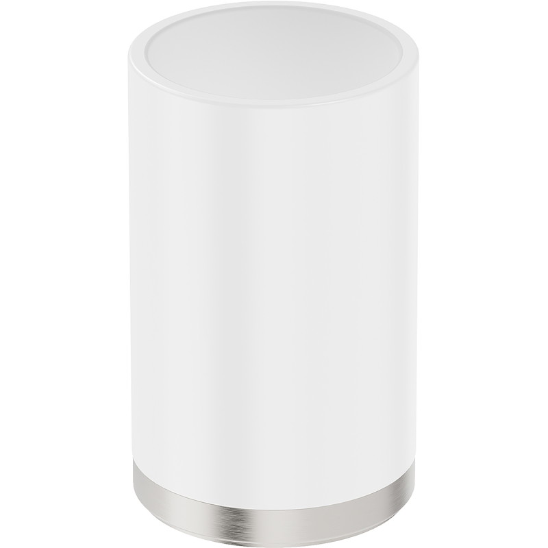 Mexen Triv stående tandborstmugg, vit/borstad nickel - 70A33053-97W