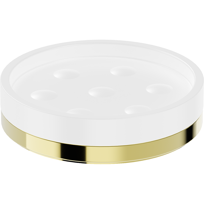 Mexen Triv stāvkrāsas ziepju turētājs, balts/zelta - 70A33057-50W