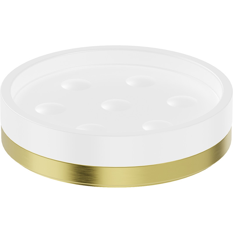 Mexen Triv jabonera de pie, blanca/oro cepillado - 70A33057-55W