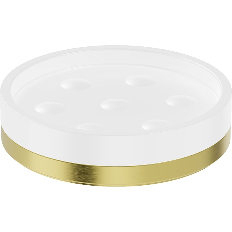Mexen Triv prateleira de sabão de pé, branco/ouro escovado - 70A33057-55W