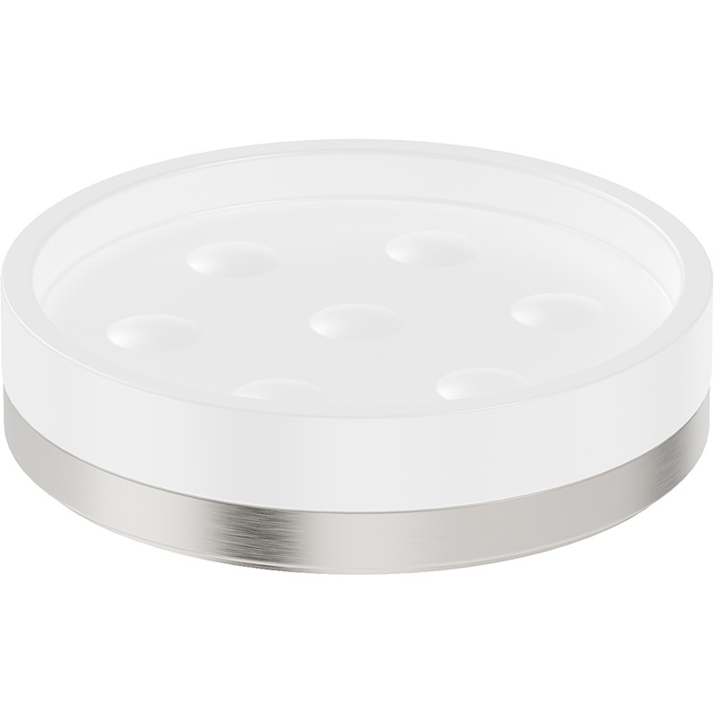 Mexen Triv stående tvålkopp, vit/borstad nickel - 70A33057-97W