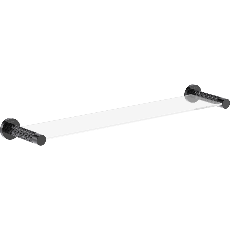 Mexen Triv wisząca półka szklana, black chrome - 70A33061-73