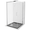 Mexen Omega-3S 3-stenska prha kabina, drsna 100x100 cm, prosojna, krom + pladenj Flat - 825-100-100-01-00-3s-4070