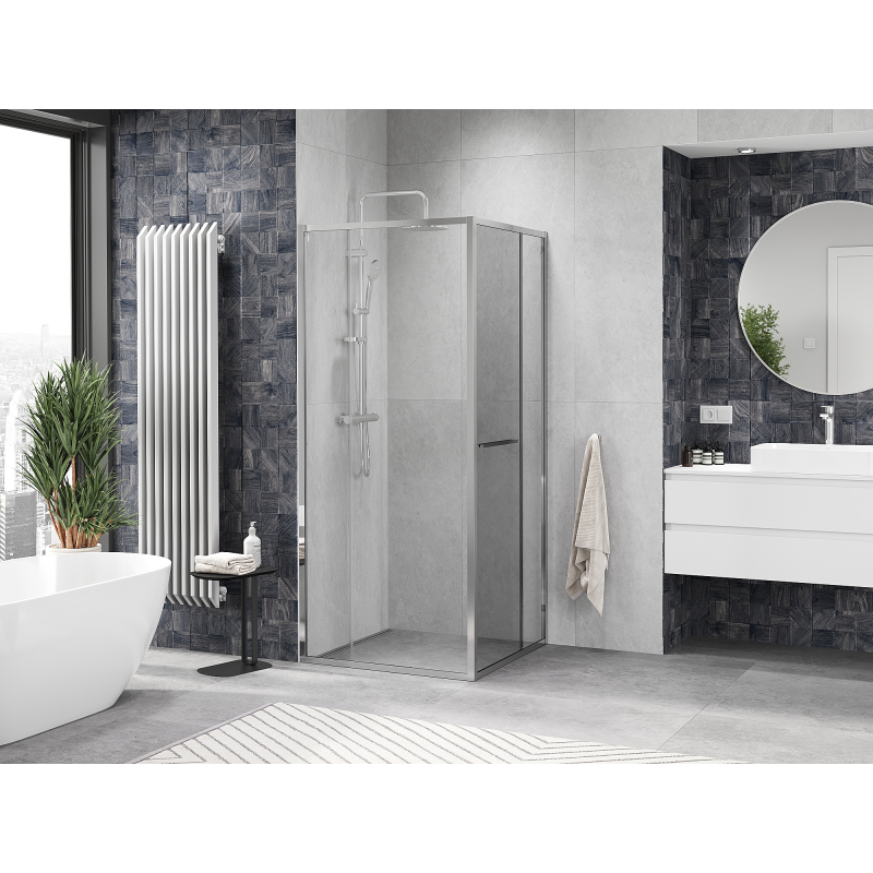 Mexen Linea bīdāmā dušas kabīne 80 x 80 cm, caurspīdīga, hroma - 8E1-080-080-01-01