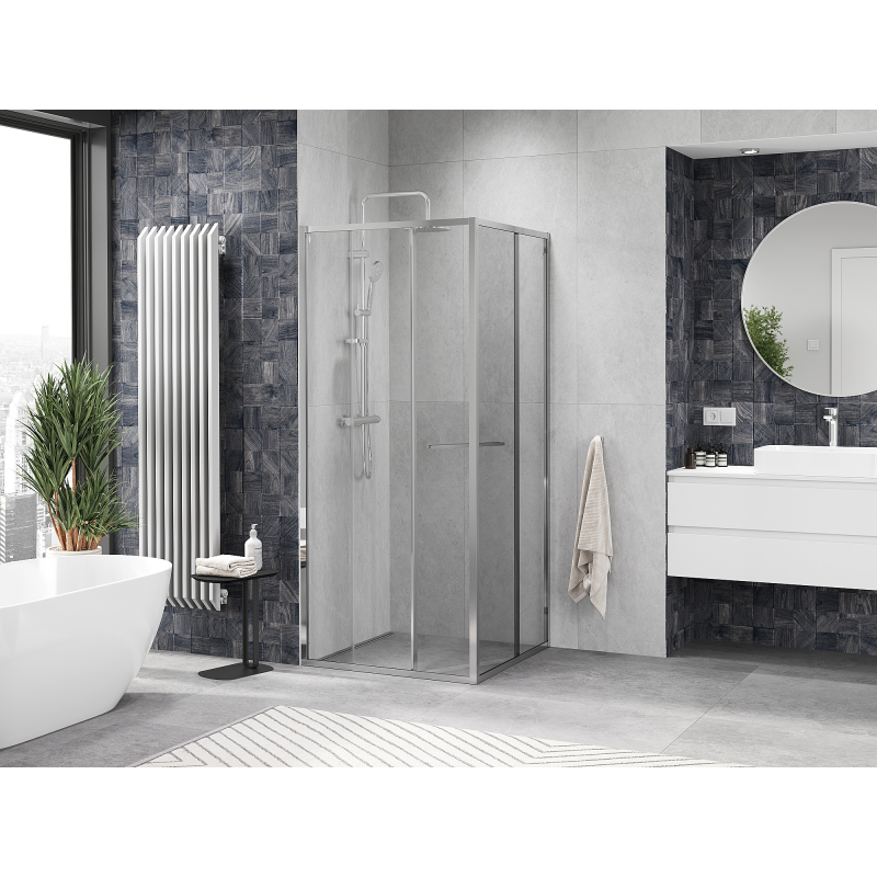 Mexen Linea bīdāmā dušas kabīne 80 x 80 cm, caurspīdīga, hroma - 8E1-080-080-01-01