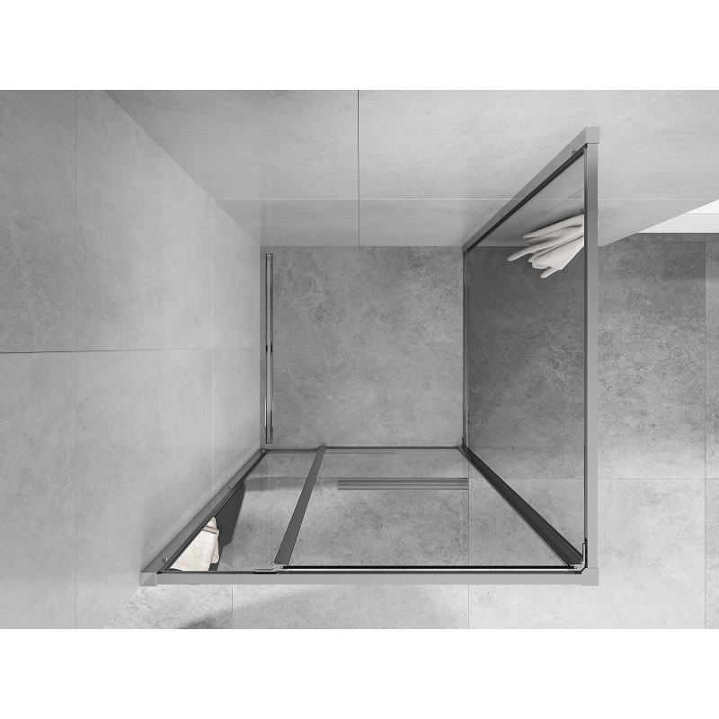 Mexen Linea bīdāmā dušas kabīne 100 x 100 cm, caurspīdīga, hromēta - 8E1-100-100-01-01