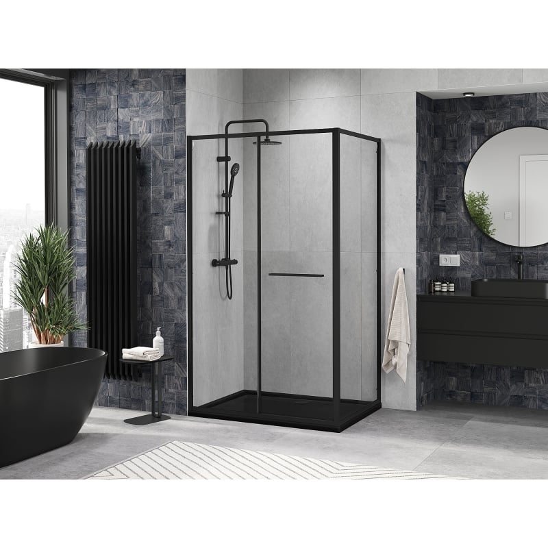 Mexen Linea cabine de duche deslizante 80 x 85 cm, transparente, preta - 8E1-080-085-70-70
