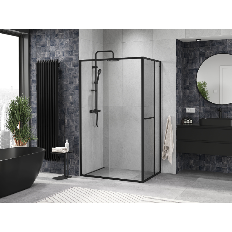Mexen Linea 80 x 95 cm nobraucama dušas kabīne, caurspīdīga, melna - 8E1-080-095-70-70