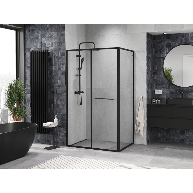 Mexen Linea 80 x 95 cm nobraucama dušas kabīne, caurspīdīga, melna - 8E1-080-095-70-70
