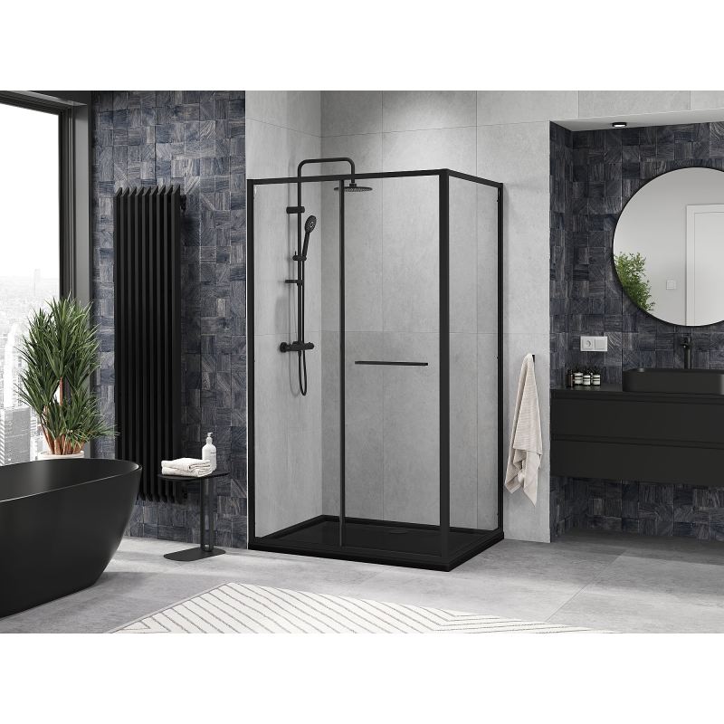 Mexen Linea 80 x 95 cm nobraucama dušas kabīne, caurspīdīga, melna - 8E1-080-095-70-70