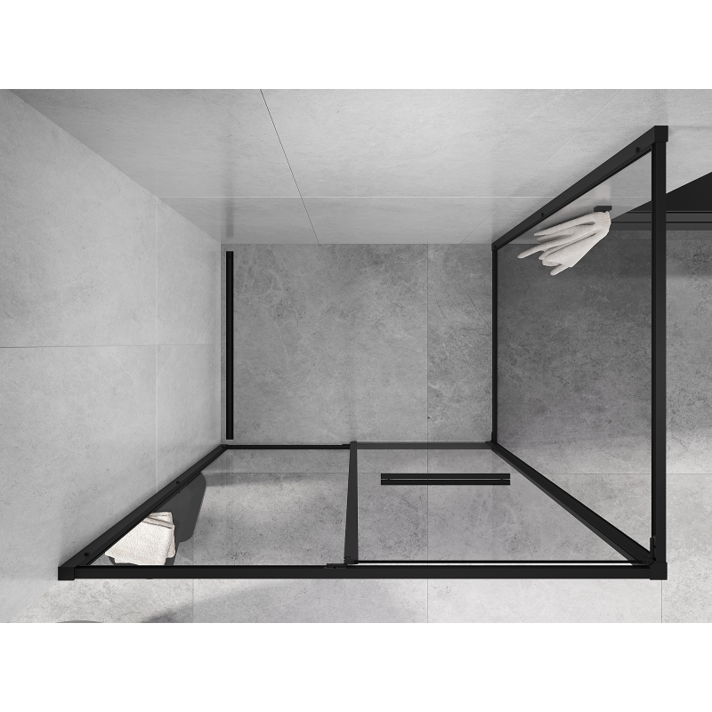 Mexen Linea bīdāmā duškabīne 85 x 95 cm, caurspīdīga, melna - 8E1-085-095-70-70