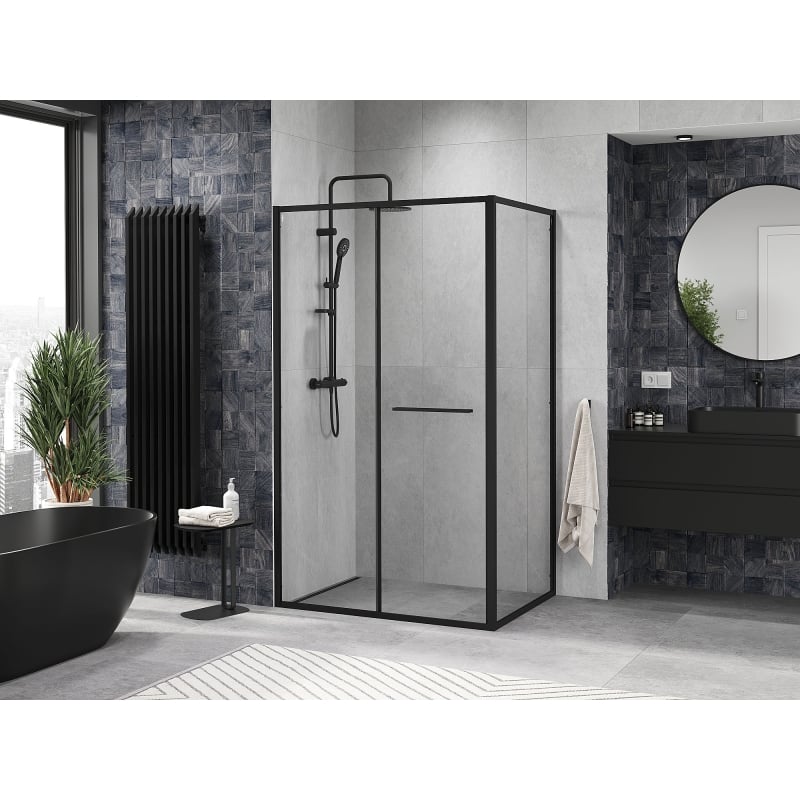 Mexen Linea Schiebeduschkabine 100 x 95 cm, transparent, schwarz - 8E1-100-095-70-70