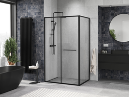 Mexen Linea liuguks line suurusega 95 x 100 cm, läbipaistev, must - 8E1-095-100-70-70
