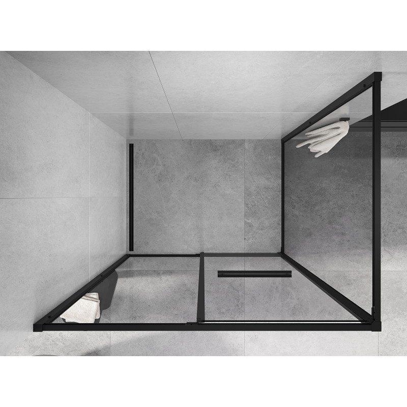Mexen Linea cabina de ducha corredera 120 x 100 cm, transparente, negro - 8E1-120-100-70-70
