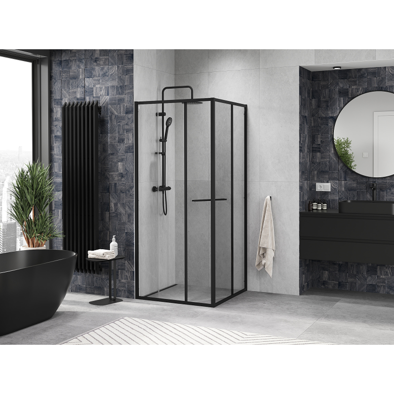 Mexen Linea kabina prysznicowa rozsuwana 90 x 90 cm, transparent, czarna - 8E1-090-090-70-70