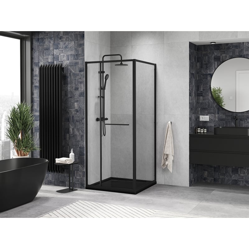 Mexen Linea cabine de douche coulissante 80 x 80 cm, transparente, noire - 8E1-080-080-70-70