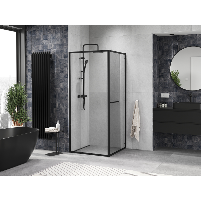 Mexen Linea kabina prysznicowa rozsuwana 90 x 90 cm, transparent, czarna - 8E1-090-090-70-70
