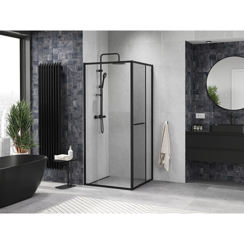 Mexen Linea cabina doccia scorrevole 95 x 95 cm, trasparente, nera - 8E1-095-095-70-70