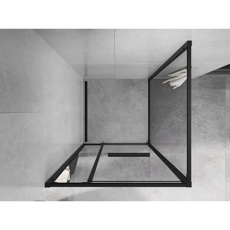 Mexen Linea bīdāmā dušas kabīne 90 x 90 cm, caurspīdīga, melna - 8E1-090-090-70-70