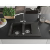 Mexen Gaspar granitische gootsteen 1,5-kamer met afdruiprek en keukenkraan Duero, zwart/gouden metallic - 6507-75-671600-00